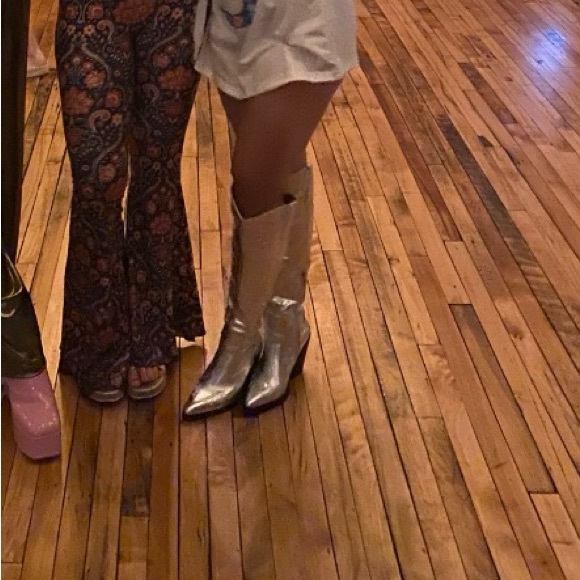 Knee High Silver Cowboy Boots - Picture 2 of 7